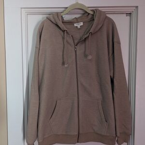 Umgee Taupe Fleece Zip-Up Hoodie